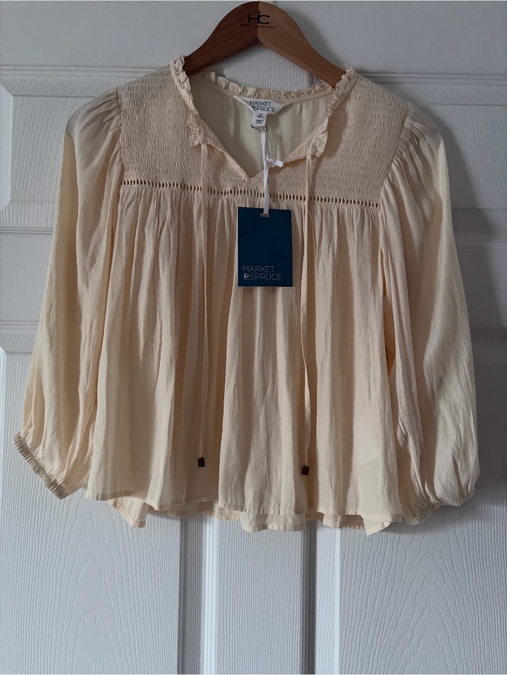 Market & Spruce Cream Boho Blouse XSP